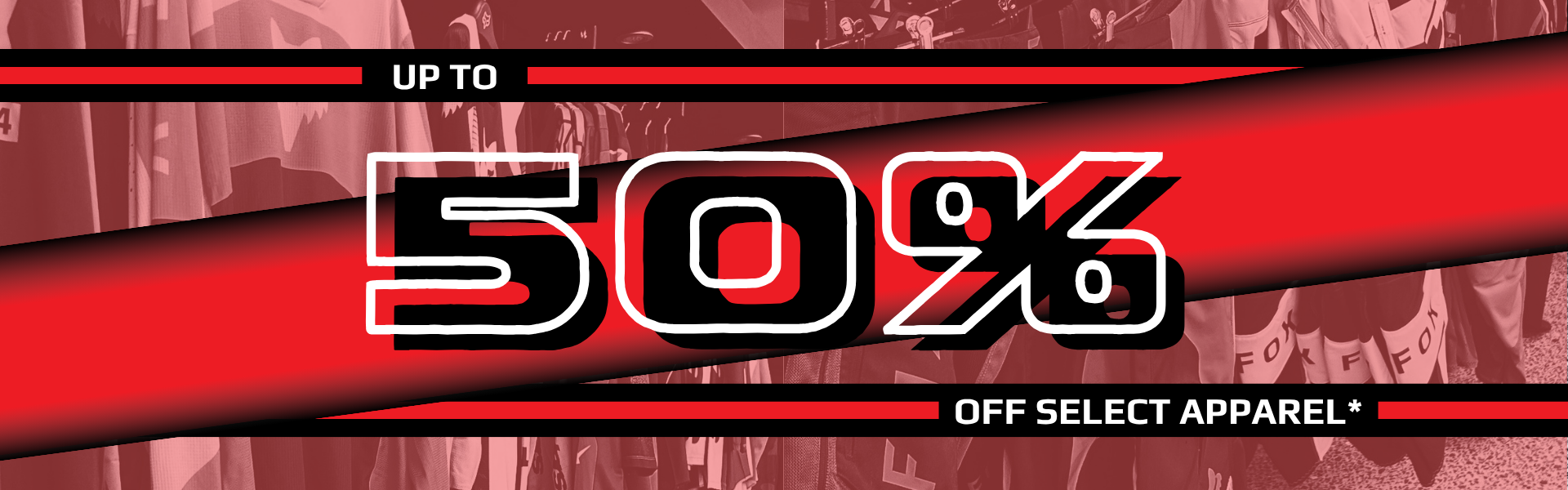 Up to 50% off Apparel promo